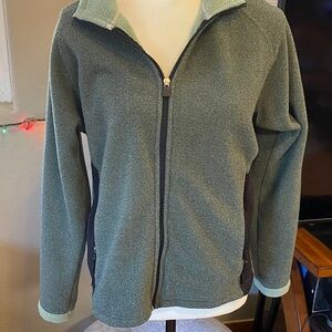 Cozy Green Fleece Jacket with Black Accents